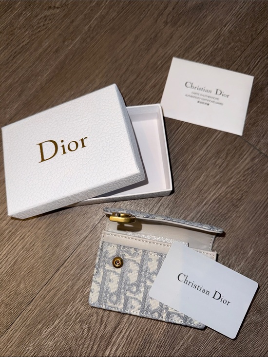 Dior Accessories - Dior White & Gray Saddle Bloom Card Holder